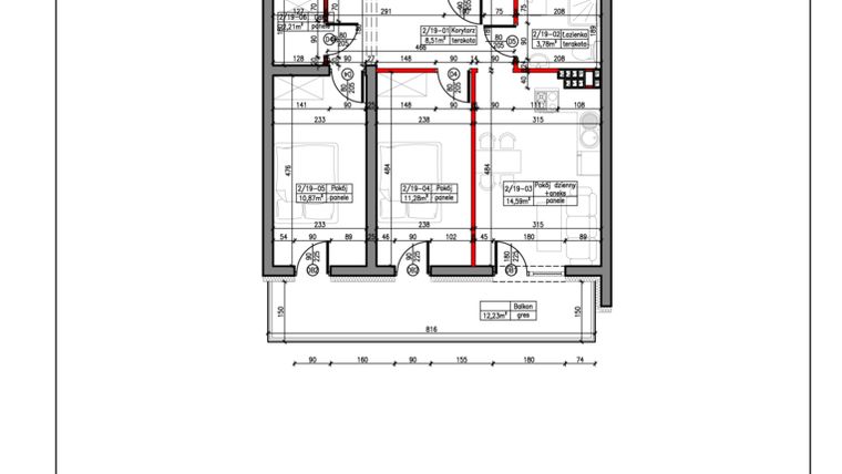 Rzut - Mieszkanie na sprzedaż 3 pokoje o powierzchni 51,24 m² - numer 19 w Janowska