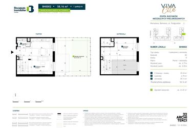 Rzut - Mieszkanie na sprzedaż 1 pokój o powierzchni 58,16 m² - numer BH0002 w Viva Cité