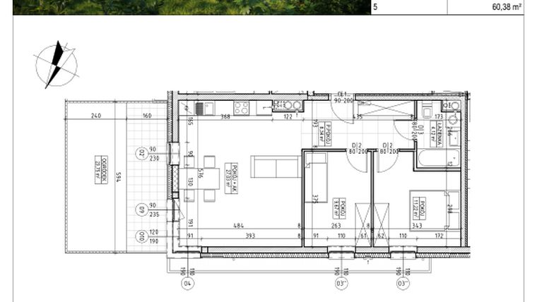 Rzut - Mieszkanie na sprzedaż 3 pokoje o powierzchni 60,38 m² - numer C5.00.30 w Osiedle Panorama Wiślana Etap IV - budynek C5