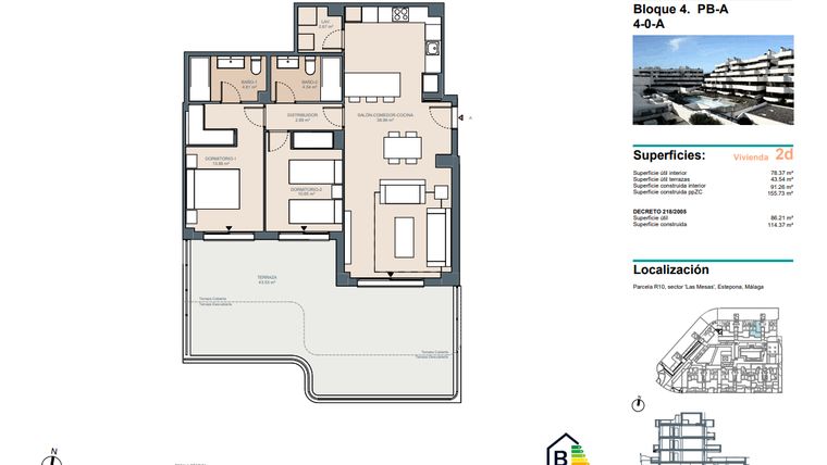 Rzut - Mieszkanie na sprzedaż 2 pokoje o powierzchni 155,73 m² - numer 02SP w South Place Las Mesas