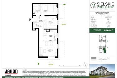Rzut - Mieszkanie na sprzedaż 3 pokoje o powierzchni 65,66 m² - numer C.A1 w Sielskie Podolany II