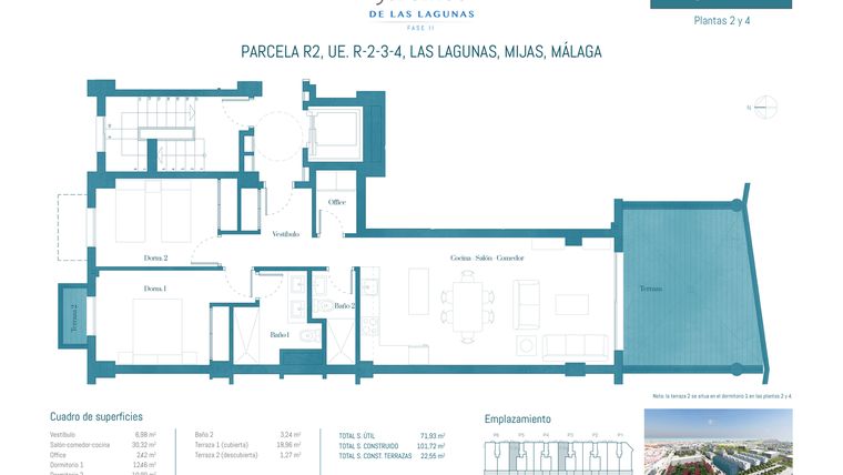 Rzut - Mieszkanie na sprzedaż 2 pokoje o powierzchni 101,72 m² - numer jl2-34c w Jardines de las Lagunas