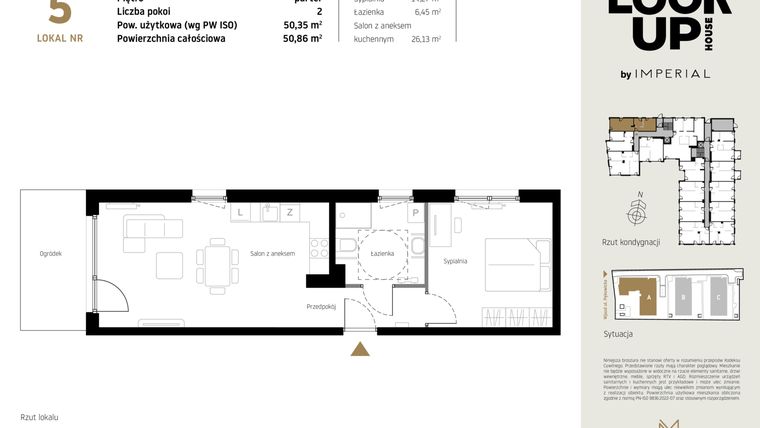 Rzut - Mieszkanie na sprzedaż 2 pokoje o powierzchni 50,35 m² - numer A.5 w Look Up House