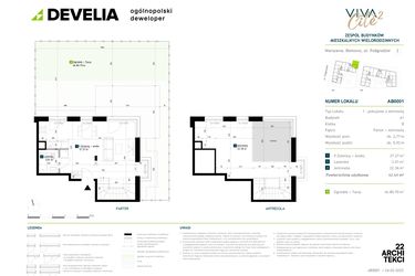 Rzut - Mieszkanie na sprzedaż 1 pokój o powierzchni 62,64 m² - numer AB0001 w Viva Cité 2