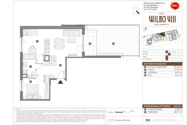 Rzut - Mieszkanie na sprzedaż 2 pokoje o powierzchni 54,06 m² - numer A.17 w Osiedle Wilno VIII