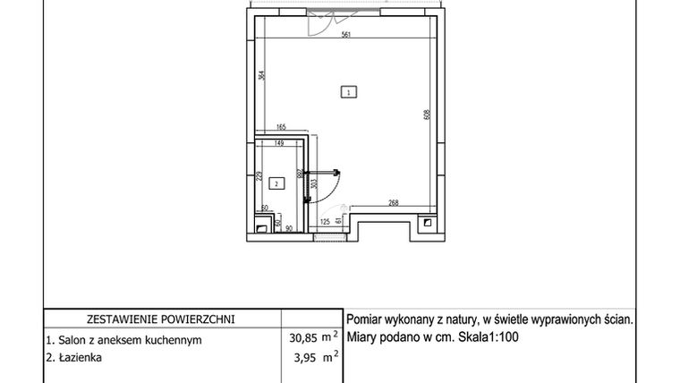 Rzut - Mieszkanie na sprzedaż 1 pokój o powierzchni 34,8 m² - numer 35 w Aquamarina Dąbki