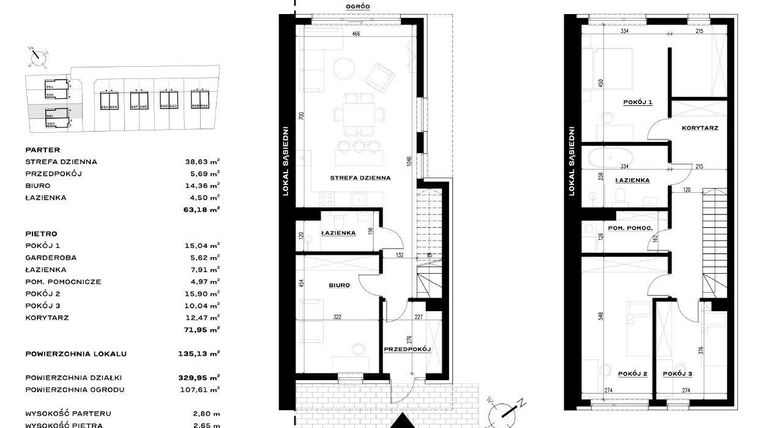 Rzut - Dom na sprzedaż 4 pokoje o powierzchni 135,13 m² - numer 55L w Widawa