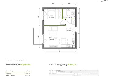 Rzut - Mieszkanie na sprzedaż 2 pokoje o powierzchni 40,87 m² - numer D2/E/07 w Orawska Vita
