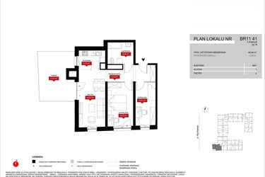 Rzut - Mieszkanie na sprzedaż 3 pokoje o powierzchni 64,94 m² - numer BR11/41 w Browary Wrocławskie 2