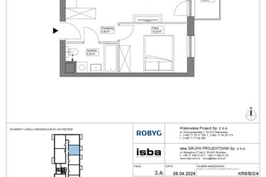 Rzut - Mieszkanie na sprzedaż 2 pokoje o powierzchni 38,79 m² - numer KR8/B/2/4 w Apartamenty Krakowska etap VIII