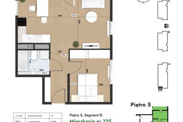 Rzut - Mieszkanie na sprzedaż 2 pokoje o powierzchni 43,71 m² - numer 125 w Słomczyńskiego Widoki