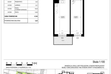 Rzut - Mieszkanie na sprzedaż 2 pokoje o powierzchni 41,98 m² - numer A-3-39 w Zamieszkaj na Rudawskiej 5