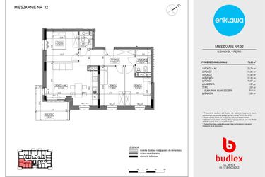 Rzut - Mieszkanie na sprzedaż 4 pokoje o powierzchni 77,5 m² - numer Z5.32 w Enklawa Apartamenty Z4 i Z5