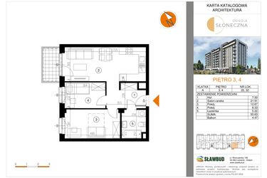 Rzut - Mieszkanie na sprzedaż 3 pokoje o powierzchni 55,63 m² - numer 32 w Osiedle Słoneczna