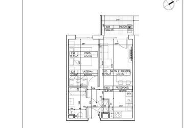 Rzut - Mieszkanie na sprzedaż 2 pokoje o powierzchni 36,55 m² - numer B33 w Symfonia - Chodkiewicza 9