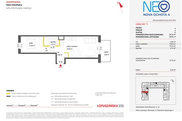 Rzut - Mieszkanie na sprzedaż 2 pokoje o powierzchni 39,34 m² - numer 16 w Neo Nova Ochota 4