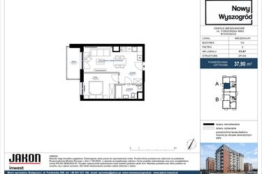 Rzut - Mieszkanie na sprzedaż 2 pokoje o powierzchni 37,9 m² - numer C3.A7 w Nowy Wyszogród etap III