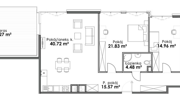 Rzut - Mieszkanie na sprzedaż 4 pokoje o powierzchni 115,95 m² - numer C1-53 w Slow City