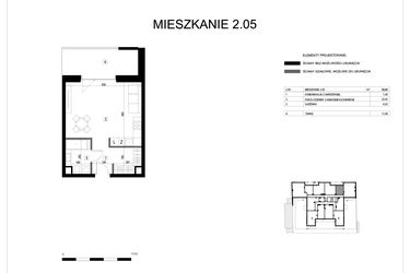 Rzut - Mieszkanie na sprzedaż 1 pokój o powierzchni 35,03 m² - numer M2.05 w Verde Casa