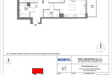 Rzut - Mieszkanie na sprzedaż 3 pokoje o powierzchni 68,21 m² - numer C12.1M01 w Lawendowe Wzgórza bud. C12