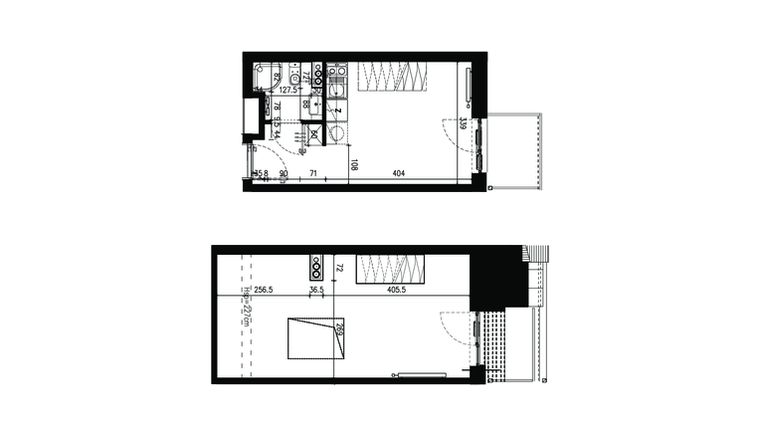 Rzut - Mieszkanie na sprzedaż 2 pokoje o powierzchni 41,54 m² - numer AB.4.059 w Nadolnik Compact Apartments etap III