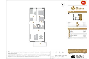 Rzut - Mieszkanie na sprzedaż 3 pokoje o powierzchni 62,27 m² - numer I.4 w Wille Biskupin II
