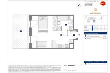 Rzut - Mieszkanie na sprzedaż 1 pokój o powierzchni 29,84 m² - numer F-3 w Apartamenty Park Matecznego Etap 2