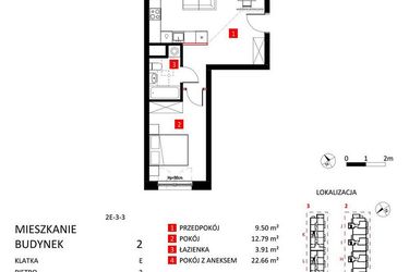 Rzut - Mieszkanie na sprzedaż 2 pokoje o powierzchni 48,92 m² - numer AJ_11A/11 w Apartamenty Jeździecka