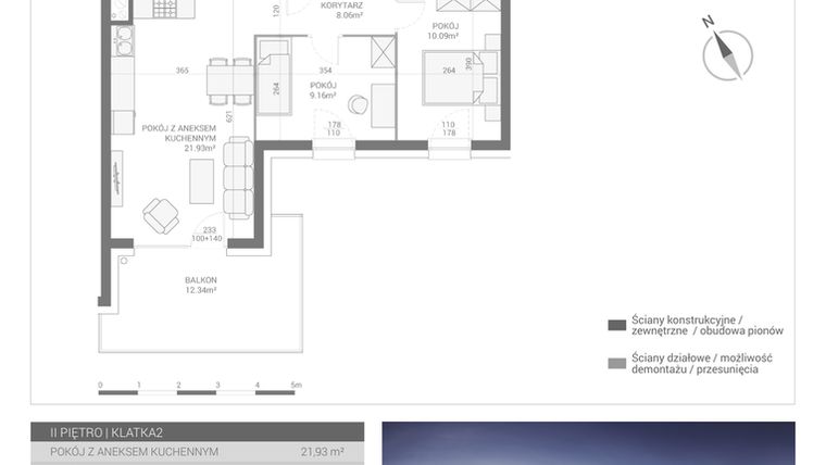 Rzut - Mieszkanie na sprzedaż 3 pokoje o powierzchni 56,88 m² - numer M36 w Apartamenty Przystań bud. F