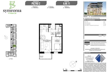 Rzut - Mieszkanie na sprzedaż 2 pokoje o powierzchni 42,65 m² - numer A.11 w Symfonia Ptasia 28