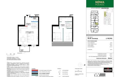 Rzut - Mieszkanie na sprzedaż 3 pokoje o powierzchni 54,73 m² - numer 4A_29 w Nowa Północ etap 2