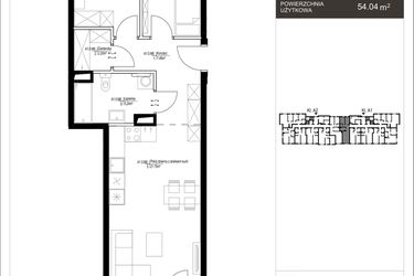 Rzut - Mieszkanie na sprzedaż 3 pokoje o powierzchni 54,04 m² - numer 34A.6 w Osiedle Konopnickiej etap II