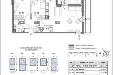 Rzut - Mieszkanie na sprzedaż 3 pokoje o powierzchni 66,29 m² - numer 10.A.01 w Nowe Południe bud. 10
