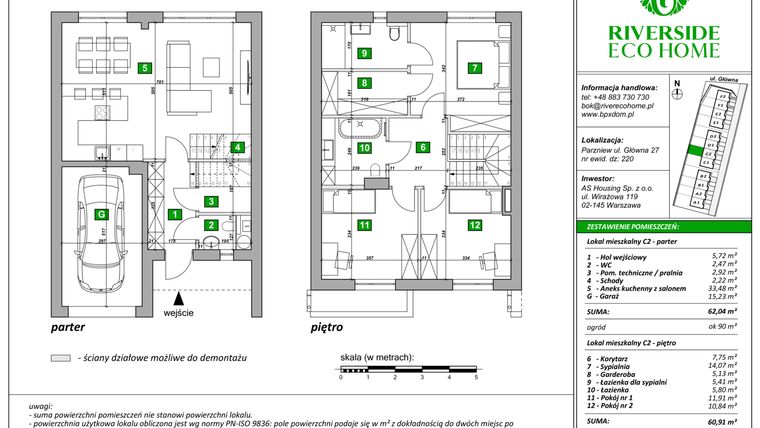 Rzut - Dom na sprzedaż 4 pokoje o powierzchni 123 m² - numer C2 w Riverside Eco Home