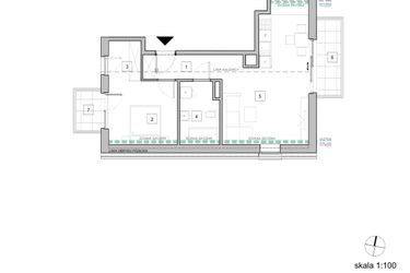 Rzut - Mieszkanie na sprzedaż 2 pokoje o powierzchni 51,75 m² - numer D3_4 w ATAL Zawiślańska