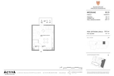 Rzut - Mieszkanie na sprzedaż 1 pokój o powierzchni 30,1 m² - numer B2.23 w Kamienice Pruszczańskie