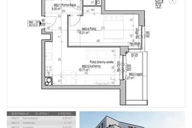 Rzut - Mieszkanie na sprzedaż 2 pokoje o powierzchni 49,16 m² - numer 62 w Aleja