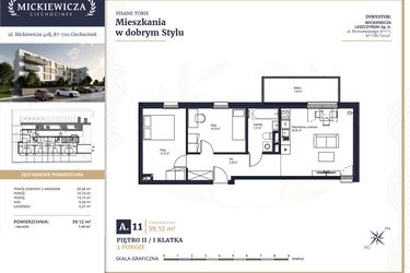 Rzut - Mieszkanie na sprzedaż 3 pokoje o powierzchni 59,12 m² - numer A11 w Mickiewicza