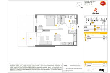 Rzut - Mieszkanie na sprzedaż 2 pokoje o powierzchni 41,08 m² - numer A.65 w Osiedle Rapsodia