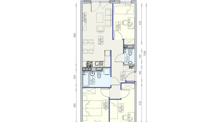 Rzut - Mieszkanie na sprzedaż 4 pokoje o powierzchni 65,2 m² - numer K2 6/2/1/4a w Południk 17 - budynek K2