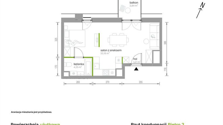 Rzut - Mieszkanie na sprzedaż 1 pokój o powierzchni 39,1 m² - numer 2/A/09 w Kijowska Vita