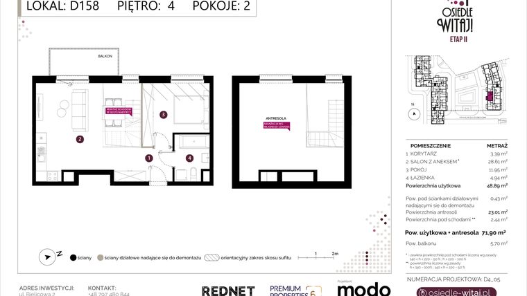 Rzut - Mieszkanie na sprzedaż 3 pokoje o powierzchni 73,21 m² - numer D158 w Osiedle Witaj etap II