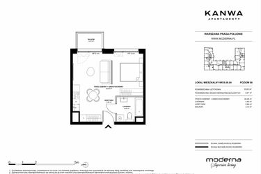 Rzut - Mieszkanie na sprzedaż 2 pokoje o powierzchni 33,63 m² - numer B.06.04 w KANWA