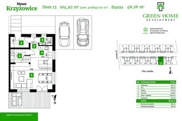 Rzut - Dom na sprzedaż 5 pokoi o powierzchni 104,92 m² - numer 13 w Nowe Krzyżowice II