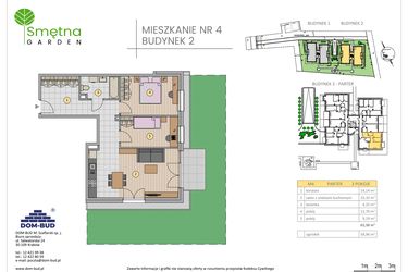 Rzut - Mieszkanie na sprzedaż 3 pokoje o powierzchni 62,38 m² - numer 4 w Smętna Garden