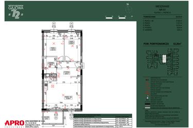Rzut - Mieszkanie na sprzedaż 3 pokoje o powierzchni 63,26 m² - numer 61 w Wspólnota Mieszkaniowa Gajowa 72