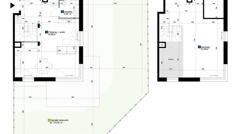 Rzut - Mieszkanie na sprzedaż 1 pokój o powierzchni 77,78 m² - numer BG0002 w Viva Cité