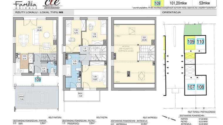 Rzut - Dom na sprzedaż 5 pokoi o powierzchni 101,2 m² - numer 109 w Osiedle Familia