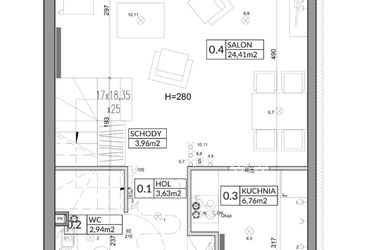 Rzut - Dom na sprzedaż 4 pokoje o powierzchni 83,33 m² - numer 30A w Nova Magdalenka 6