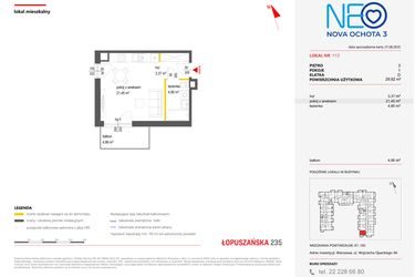 Rzut - Mieszkanie na sprzedaż 1 pokój o powierzchni 29,62 m² - numer 113 w Neo Nova Ochota 3